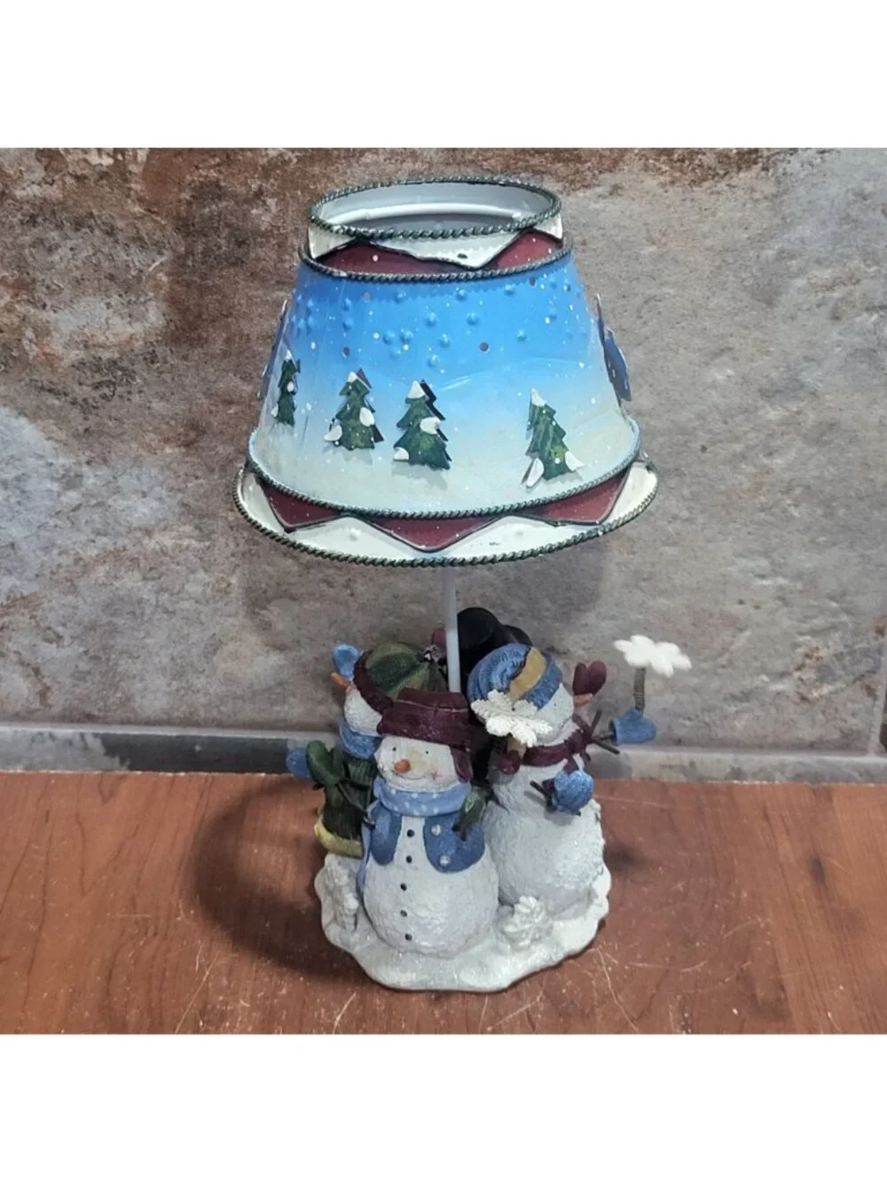 Vintage Home Interiors Snowman Family Tealight Candle Holder